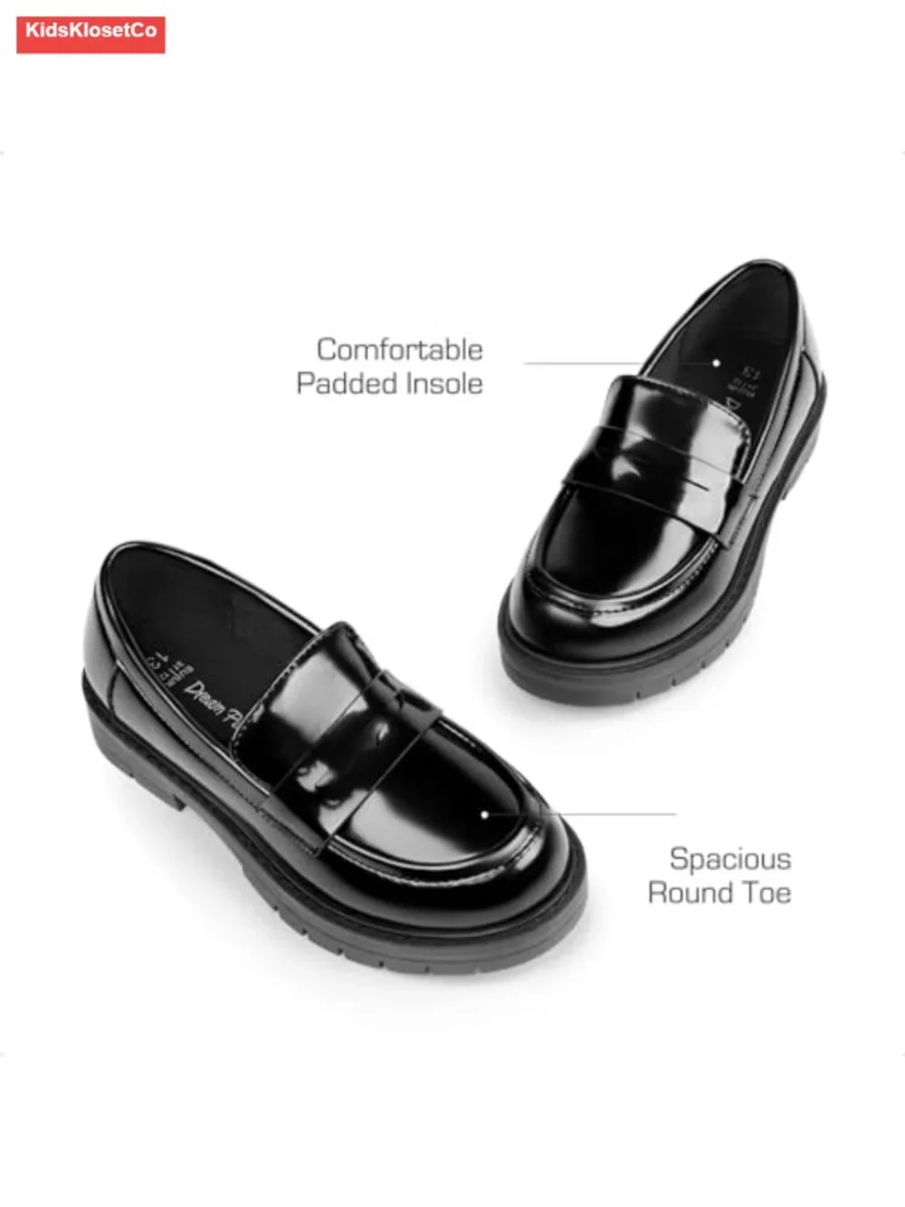 Girls Penny Loafers School Shoes Slip-On TPR Outsole